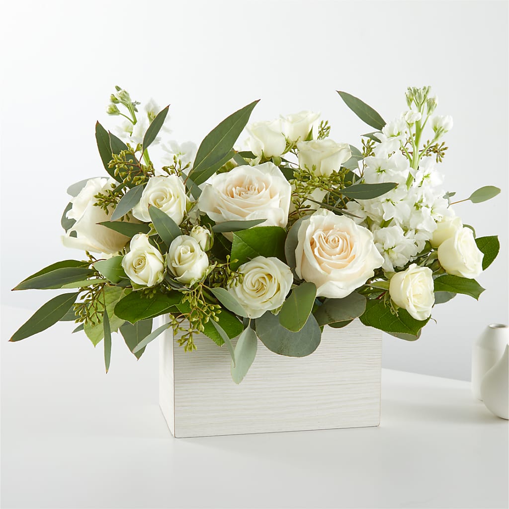 Fresh Linen Box Bouquet – Petals And Blooms Flowers, Fort Leonard Wood MO
