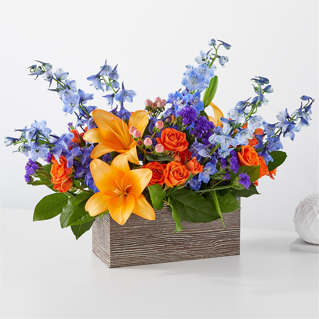Radiant Citrus Box Bouquet – Petals And Blooms Flowers, Fort Leonard Wood MO