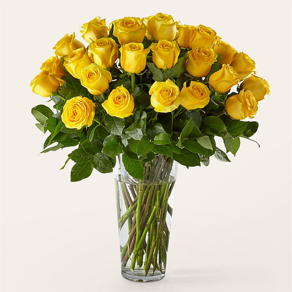 Long Stem Yellow Rose Bouquet – Petals And Blooms Flowers, Fort Leonard Wood MO