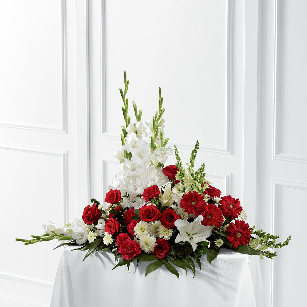 Crimson & White Arrangement – Petals And Blooms Flowers, Fort Leonard Wood MO