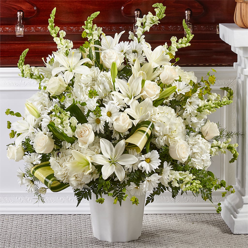 Thoughts of Tranquility Floor Basket – Petals And Blooms Flowers, Fort Leonard Wood MO