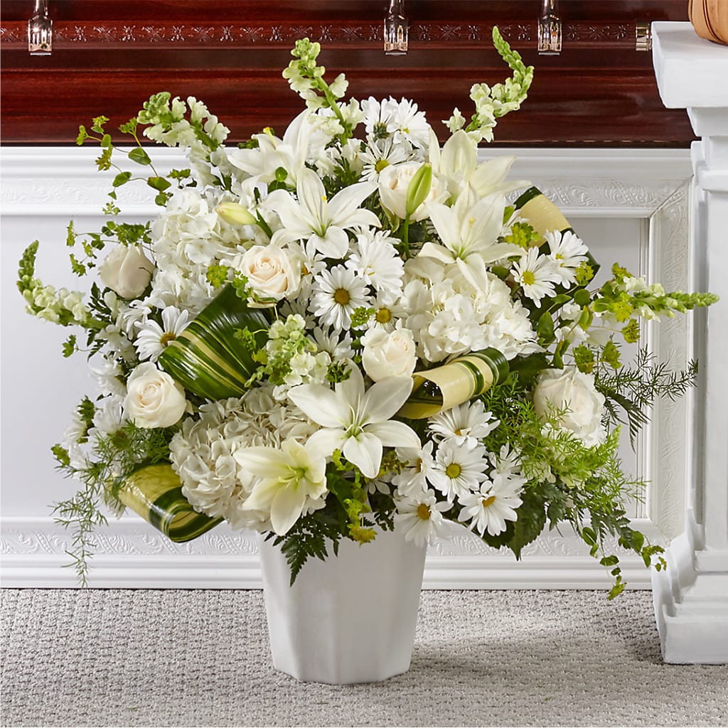 Thoughts of Tranquility Floor Basket – Petals And Blooms Flowers, Fort Leonard Wood MO