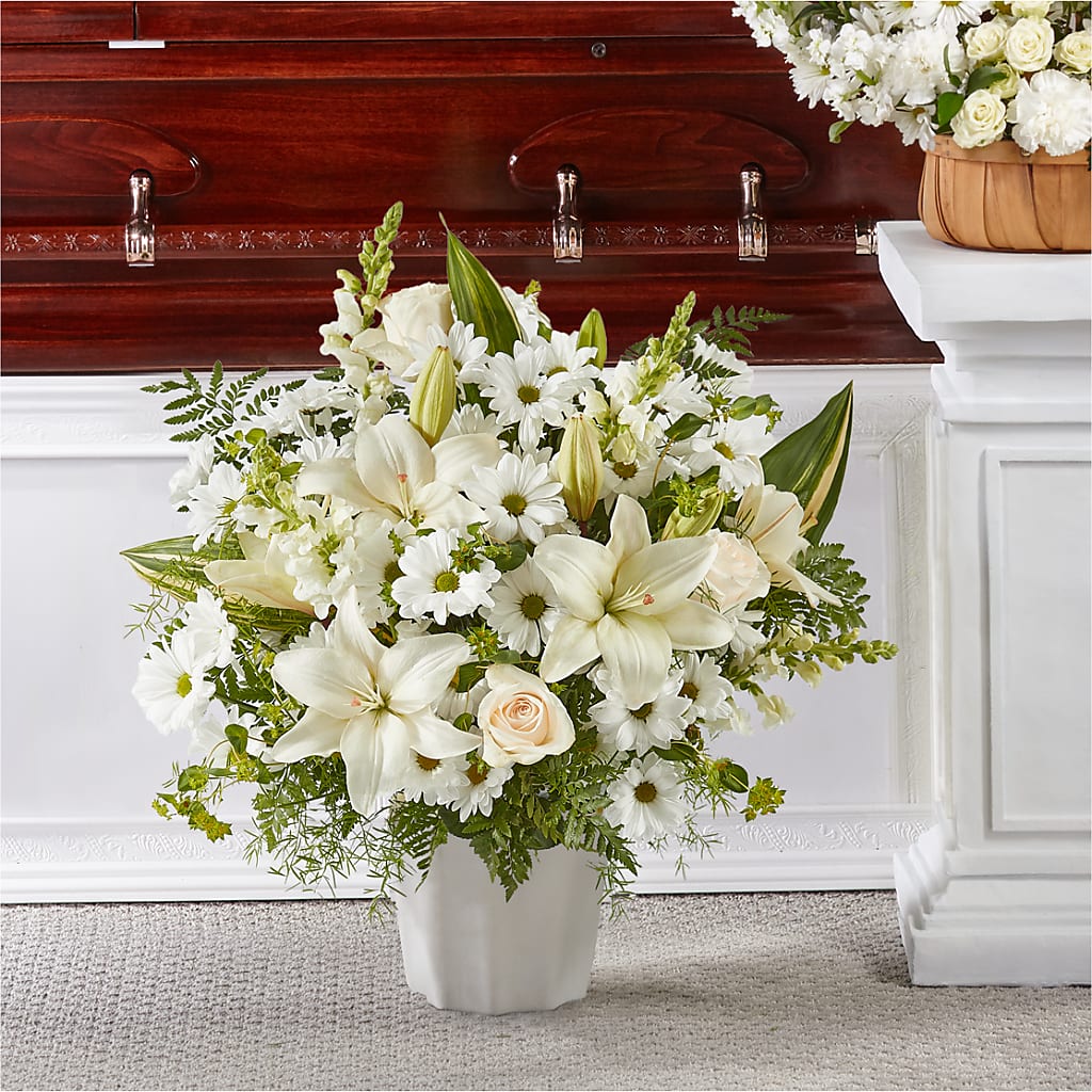 Thoughts of Tranquility Floor Basket – Petals And Blooms Flowers, Fort Leonard Wood MO