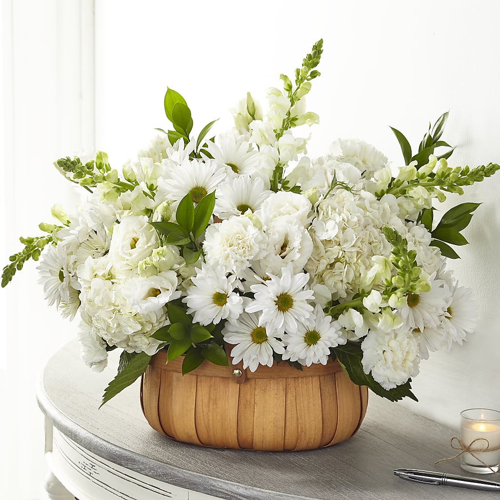 Pure Ivory Basket – Petals And Blooms Flowers, Fort Leonard Wood MO