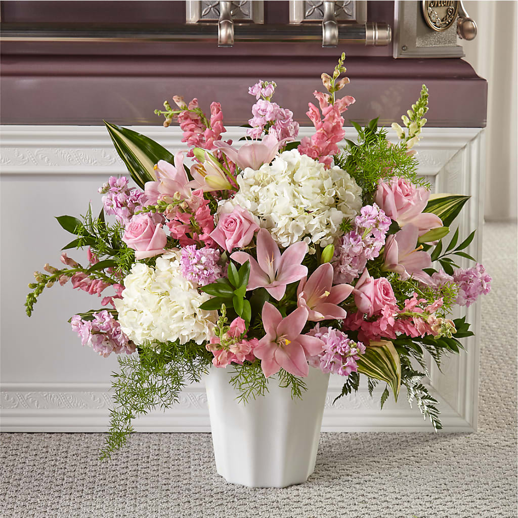 Simply Serene Floor Basket – Petals And Blooms Flowers, Fort Leonard Wood MO