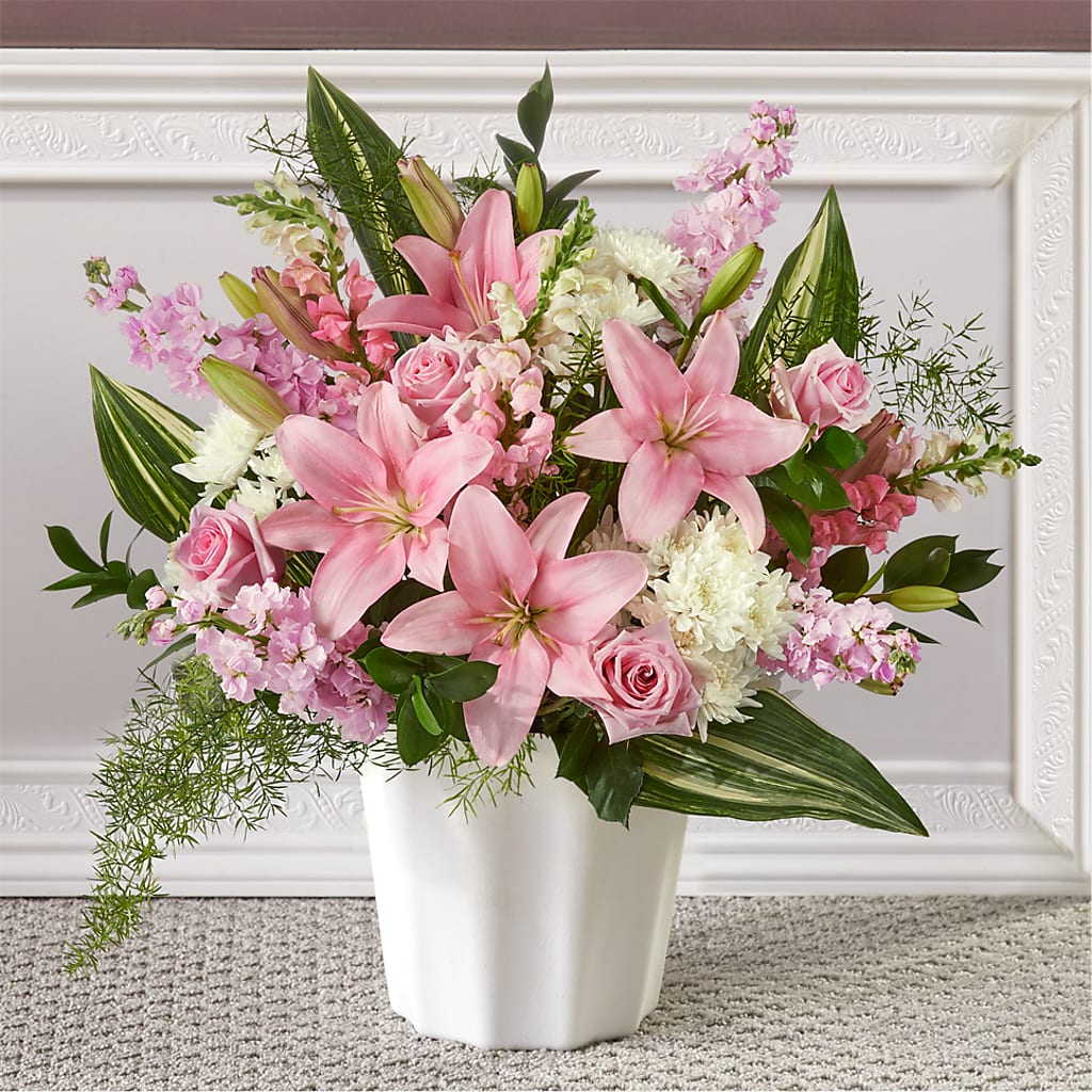 Simply Serene Floor Basket – Petals And Blooms Flowers, Fort Leonard Wood MO