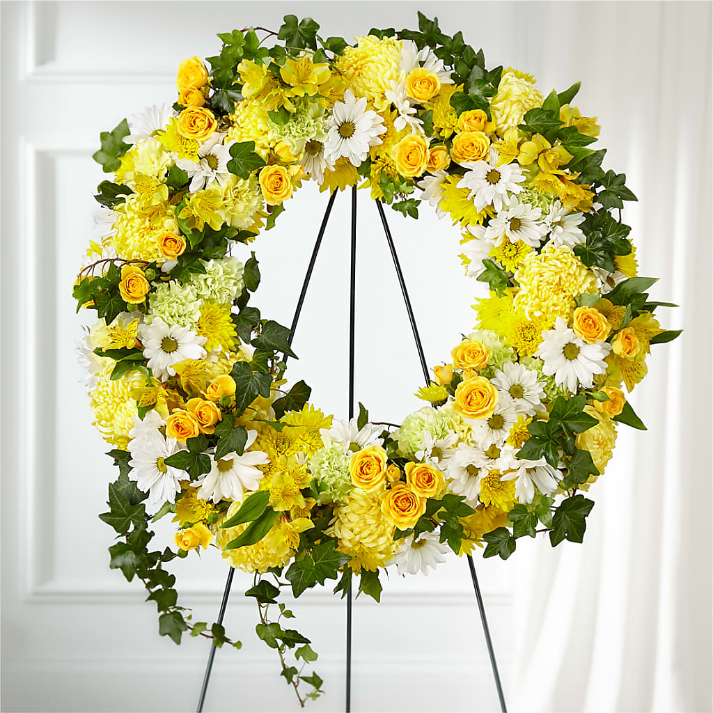 Golden Remembrance Wreath – Petals And Blooms Flowers, Fort Leonard Wood MO