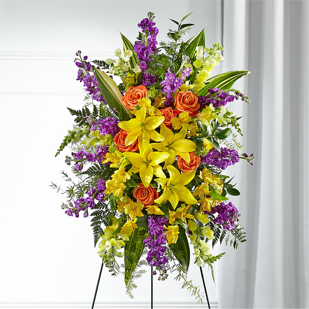 Thoughtful Prayers Standing Spray – Petals And Blooms Flowers, Fort Leonard Wood MO