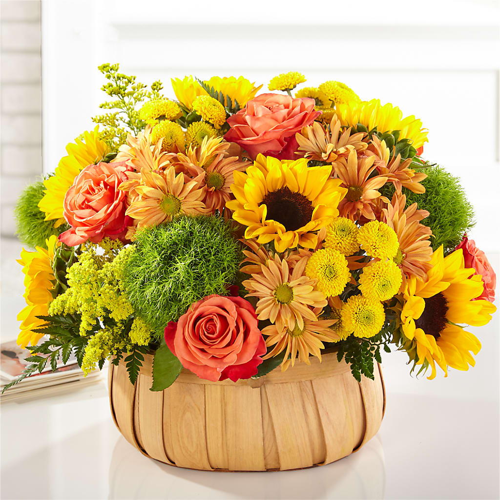 Harvest Sunflower Basket – Petals And Blooms Flowers, Fort Leonard Wood MO