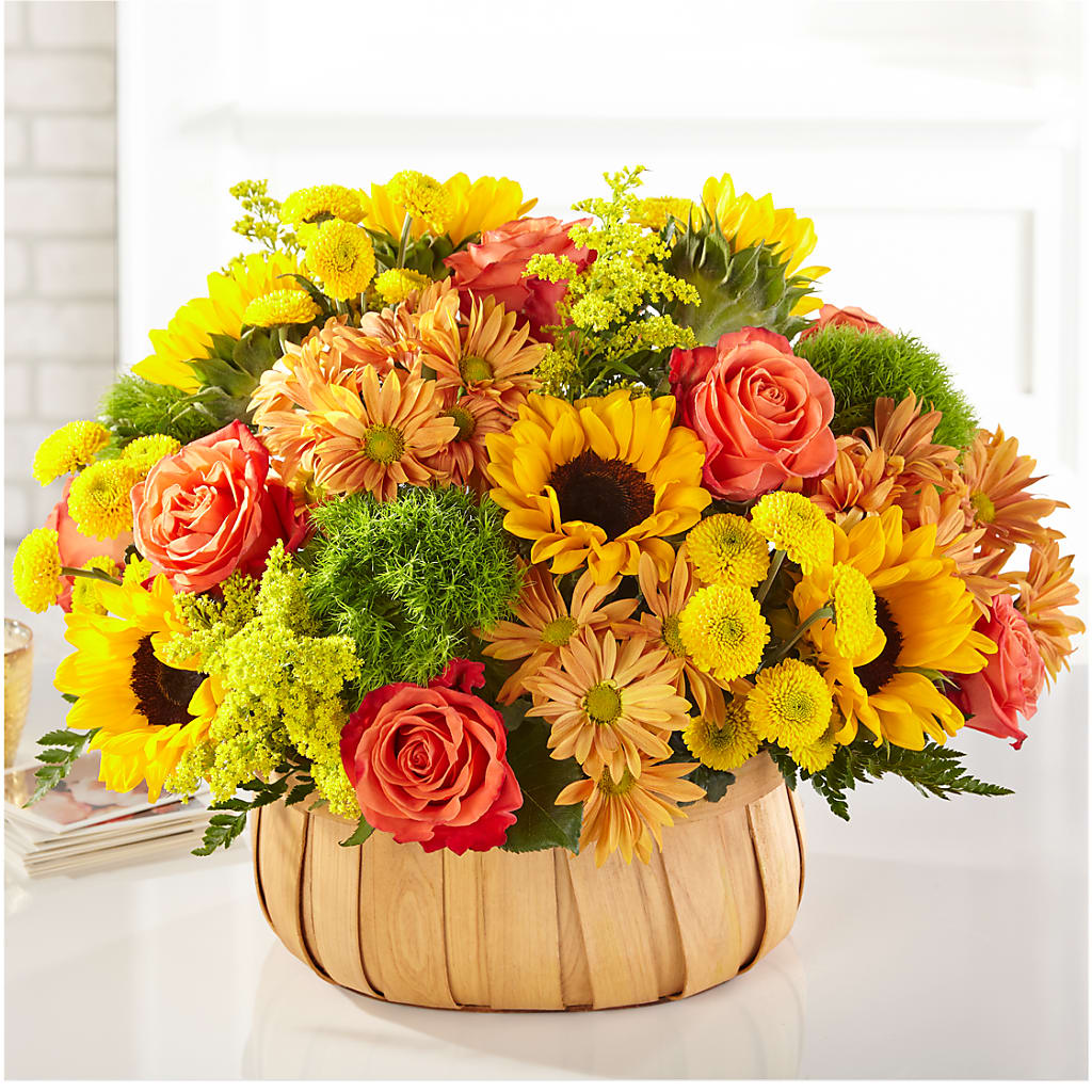Harvest Sunflower Basket – Petals And Blooms Flowers, Fort Leonard Wood MO