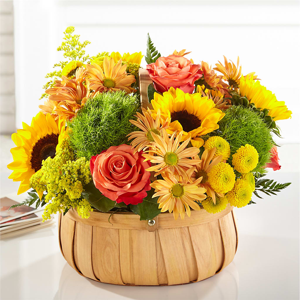 Harvest Sunflower Basket – Petals And Blooms Flowers, Fort Leonard Wood MO