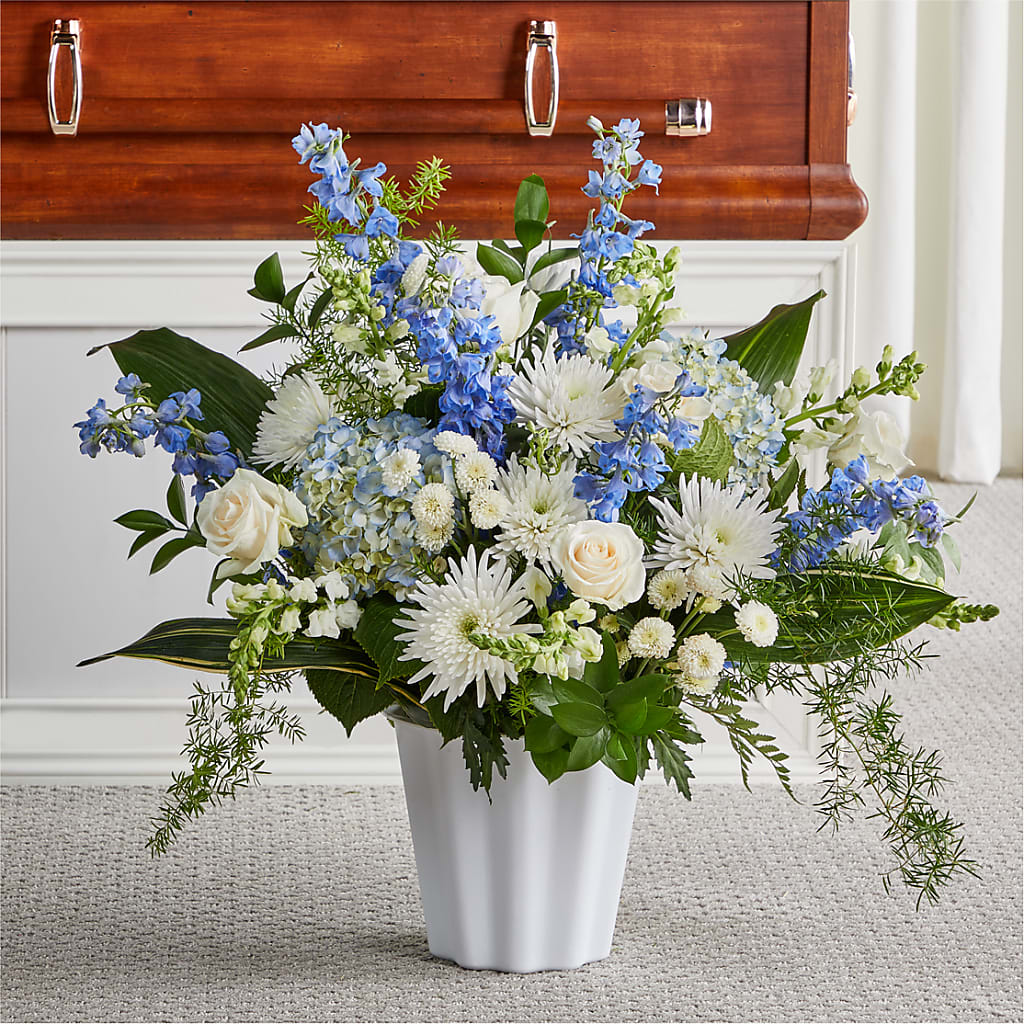 Everlasting Memories Floor Basket – Petals And Blooms Flowers, Fort Leonard Wood MO