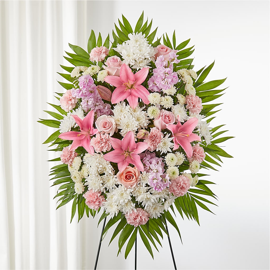Offering Solace Standing Spray – Petals And Blooms Flowers, Fort Leonard Wood MO