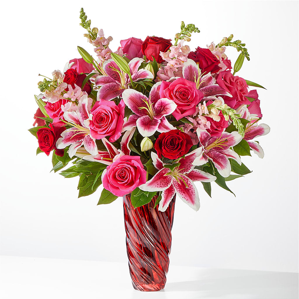 Always You Bouquet with Luxe Swirl Vase – Petals And Blooms Flowers, Fort Leonard Wood MO