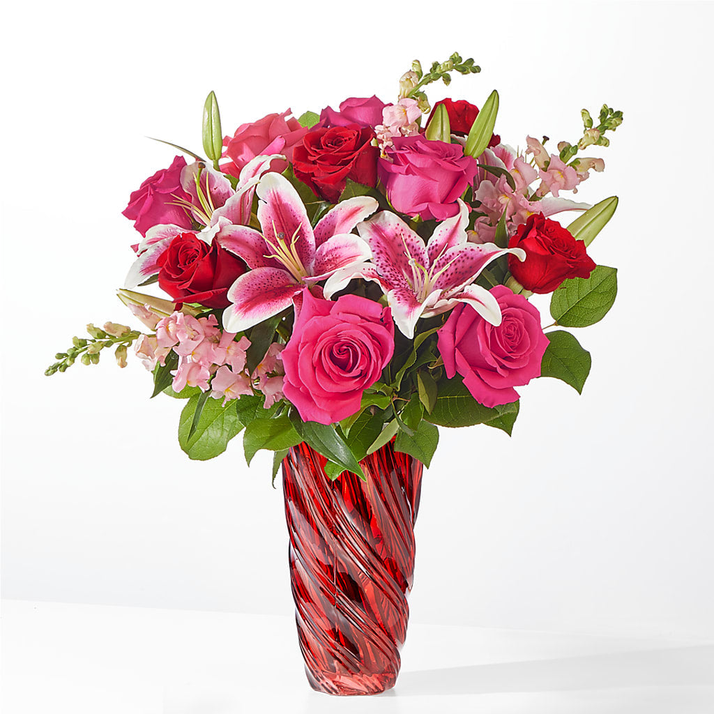 Always You Bouquet with Luxe Swirl Vase – Petals And Blooms Flowers, Fort Leonard Wood MO