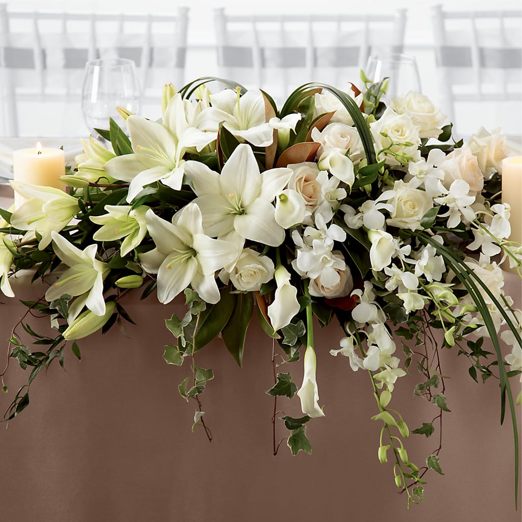 White Linen Arrangement – Petals And Blooms Flowers, Fort Leonard Wood MO