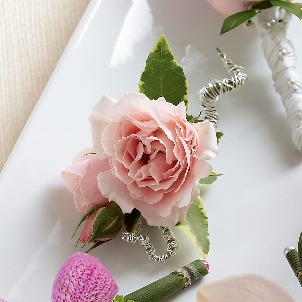 Pink Spray Rose Boutonniere – Petals And Blooms Flowers, Fort Leonard Wood MO