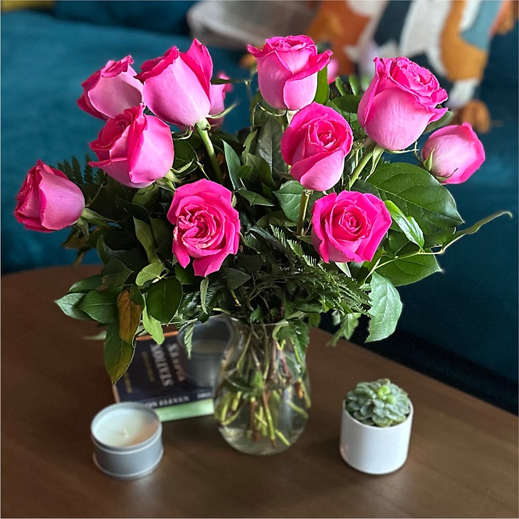 Long Stem Pink Rose Bouquet –  Petals And Blooms Flowers, Fort Leonard Wood MO
