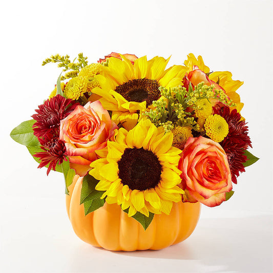 Golden Gourd Pumpkin Bouquet –  Petals And Blooms Flowers, Fort Leonard Wood MO