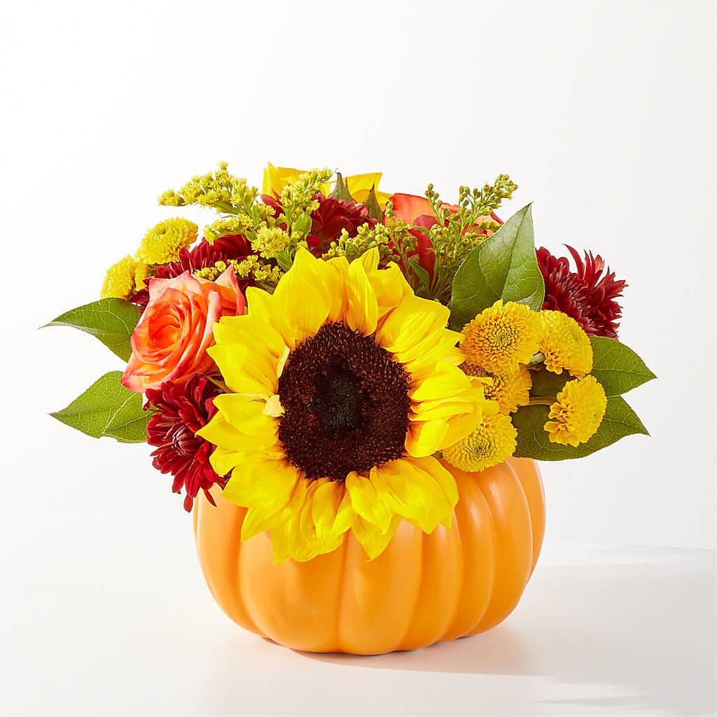 Golden Gourd Pumpkin Bouquet –  Petals And Blooms Flowers, Fort Leonard Wood MO