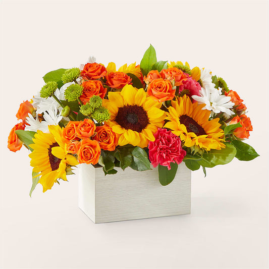 Sun-drenched Blooms Box Bouquet –  Petals And Blooms Flowers, Fort Leonard Wood MO