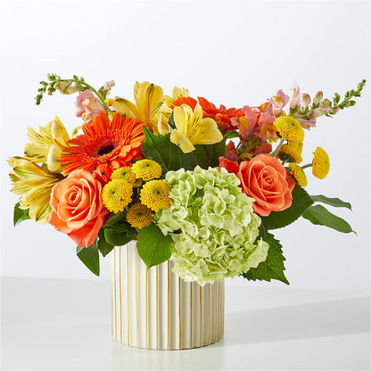Autumn Sunshine Bouquet with Ivory Vase –  Petals And Blooms Flowers, Fort Leonard Wood MO