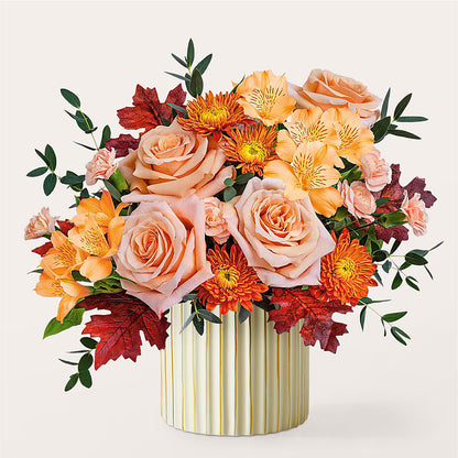 Spiced Latte Bouquet with Ivory Vase –  Petals And Blooms Flowers, Fort Leonard Wood MO