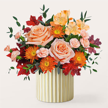 Spiced Latte Bouquet with Ivory Vase –  Petals And Blooms Flowers, Fort Leonard Wood MO
