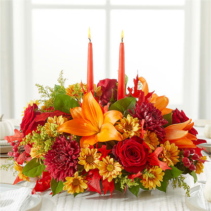 Autumn's Embrace Centerpiece –  Petals And Blooms Flowers, Fort Leonard Wood MO