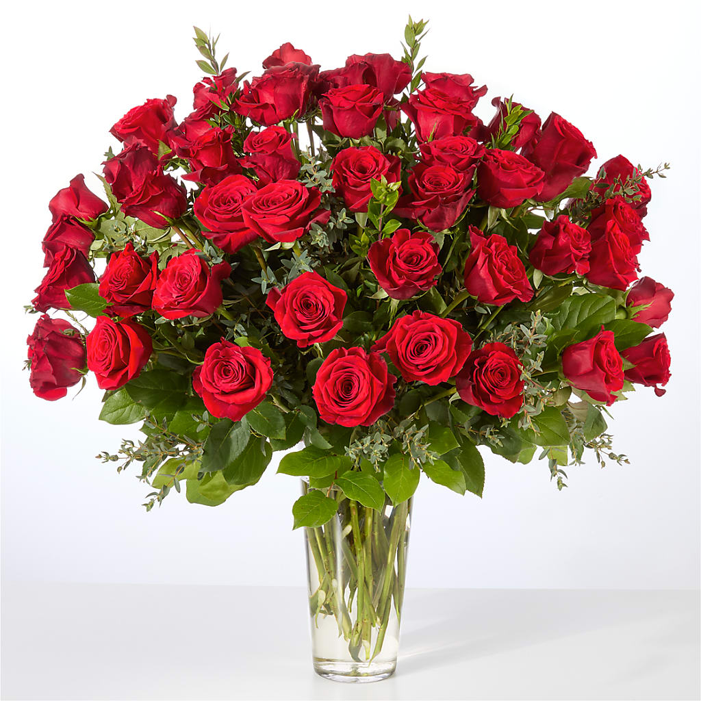 Forever Yours Fifty Stem Red Rose Bouquet –  Petals And Blooms Flowers, Fort Leonard Wood MO