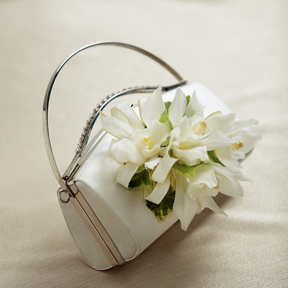 White Purse Decor –  Petals And Blooms Flowers, Fort Leonard Wood MO