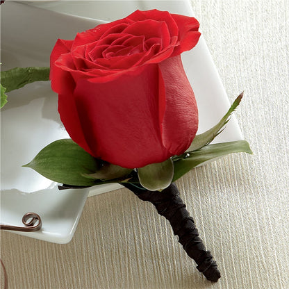 Red Rose Boutonniere –  Petals And Blooms Flowers, Fort Leonard Wood MO