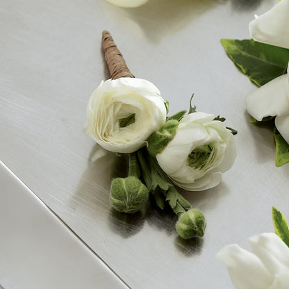 White Ranunculus Boutonniere –  Petals And Blooms Flowers, Fort Leonard Wood MO